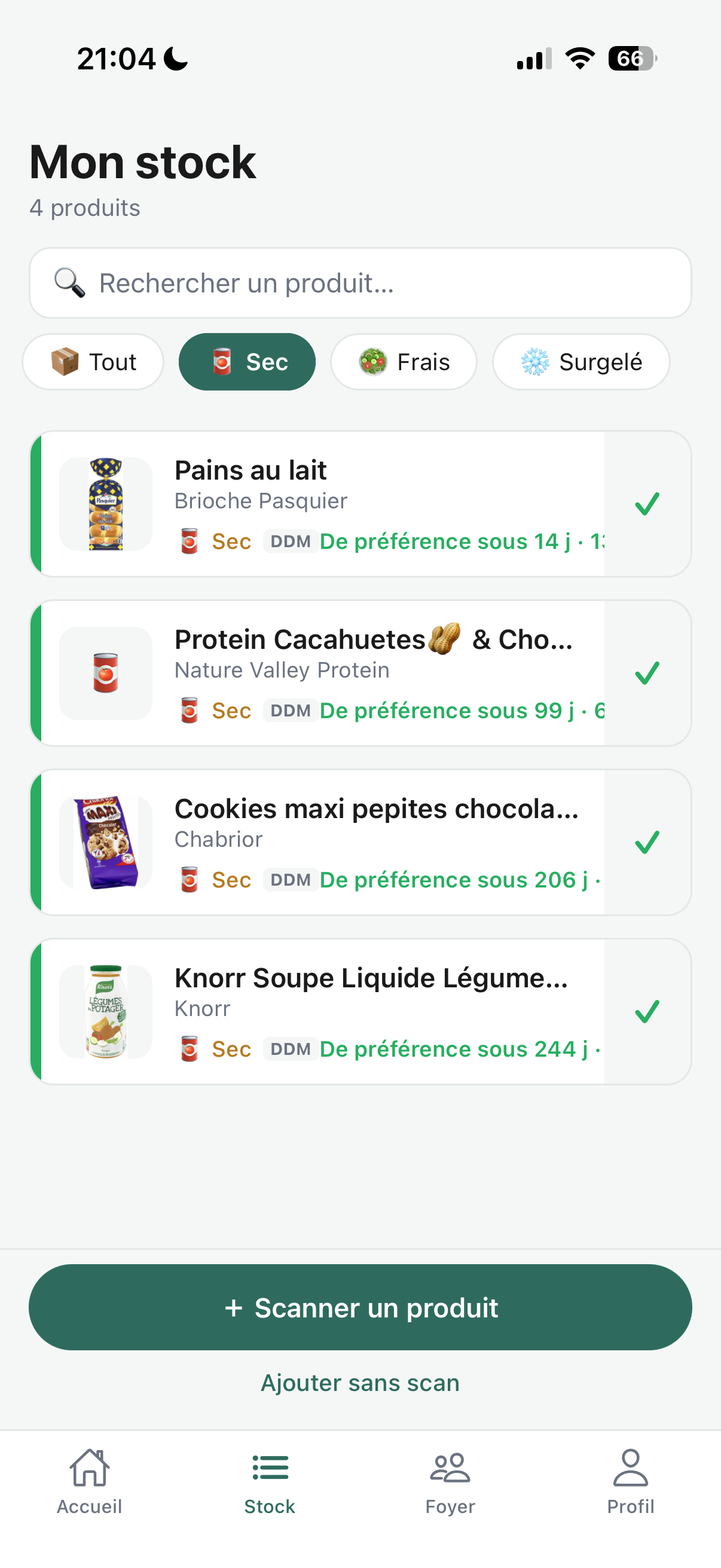 Stock filtré par catégorie dans SAYF